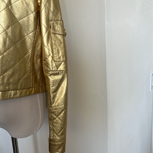 Woman MOSCHINO cheapandchic leather jacket, gold size 44 - Picture 5 of 9